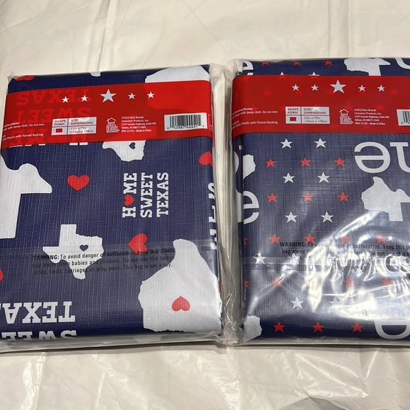 New Set of 2 “Home Sweet Texas” & “Home” Stars Flannel Backing Tablecloth - Picture 2 of 8